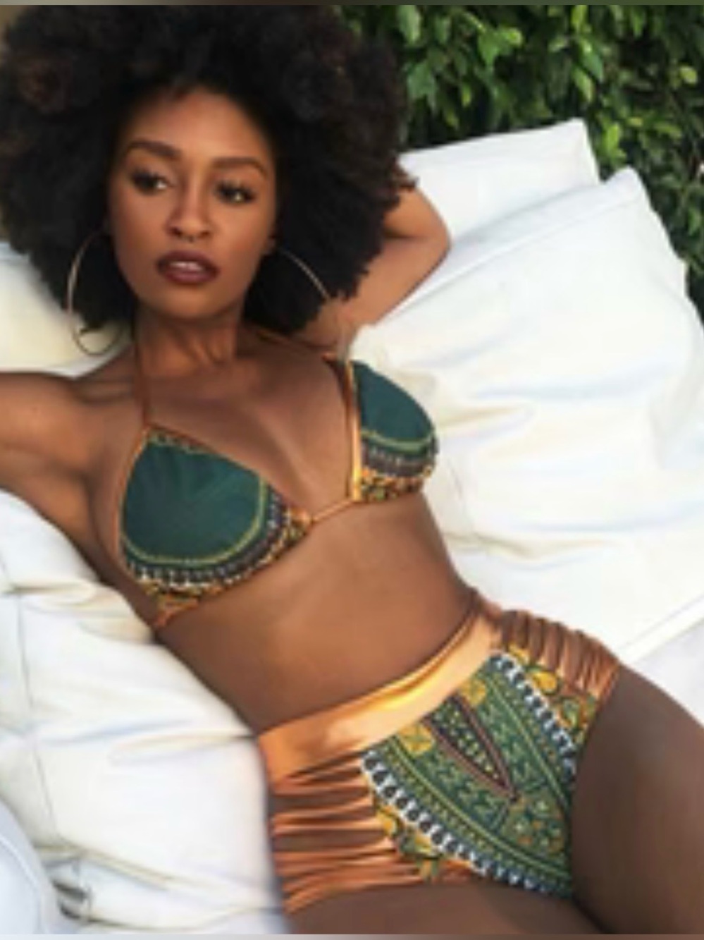 Green and Gold High-Waist Bikini Set
